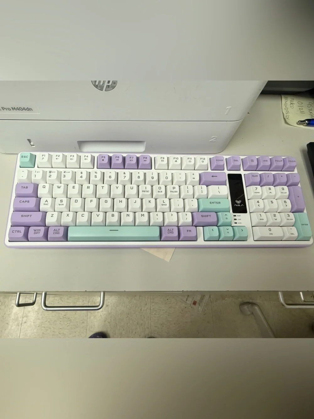 Leobog X Aula S99Pro V2 Wireless Membrane Keyboard: White/Purple/Cyan: Like New